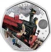UK 50 Pence Hogwarts Express 2022 Proof HOGWARTS EXPRESS 25 25 YEARS OF MAGIC coin reverse