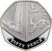 UK Fifty Pence Royal Arms Shield Puzzle Memorial 2022 Proof, memorial coin set MD FIFTY PENCE coin reverse UK Fifty Pence Royal Arms Shield Puzzle Memorial 2022 Proof, memorial coin set MD FIFTY PENCE coin reverse