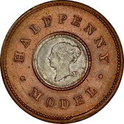 UK Halfpenny (Victoria) X# 8a HALFPENNY MODEL coin obverse UK Halfpenny (Victoria) X# 8a HALFPENNY MODEL coin obverse