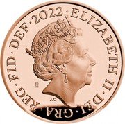 UK One Penny Elizabeth II 2022 Proof, memorial coin set ELIZABETH II DEI GRA REG FID DEF 2022 26/22 J.C coin obverse UK One Penny Elizabeth II 2022 Proof, memorial coin set ELIZABETH II DEI GRA REG FID DEF 2022 26/22 J.C coin obverse