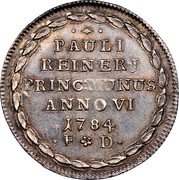 Italy Osella Paolo Renier. Double weight 1784 - VI FD X# 362 PAULI REINERJ PRINC MUNUS ANNO VI 1784 F D coin reverse