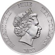 Niue Ten Dollars Tree of Life 2022 BU. ALL YOUR RIGHTEOUS LAWS ARE ETERNAL on reverse יהוה FIVE TROY OUNCES .9999 FINE SILVER coin reverse