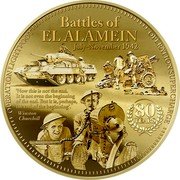 Niue Two Dollars Battles of El Alamein 2022  Proof OPERATION LIGHTFOOT OPERATION SUPERCHARGE BATTLES OF EL ALAMEIN JULY-NOVEMBER 1942 'NOW THIS IS NOT THE END. IT IS NOT EVEN THE BEGINNING OF THE END. BUT IT IS, PERHAPS, THE END OF THE BEGINNING'. WINSTON CHURCHILL 80 YEARS coin reverse Niue Two Dollars Battles of El Alamein 2022  Proof OPERATION LIGHTFOOT OPERATION SUPERCHARGE BATTLES OF EL ALAMEIN JULY-NOVEMBER 1942 'NOW THIS IS NOT THE END. IT IS NOT EVEN THE BEGINNING OF THE END. BUT IT IS, PERHAPS, THE END OF THE BEGINNING'. WINSTON CHURCHILL 80 YEARS coin reverse