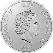 Niue Two Dollars Star Wars. Darth Vader With Lightsaber 2022  Bullion ELIZABETH II NIUE TWO DOLLARS IRB 2022 coin obverse