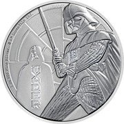 Niue Two Dollars Star Wars. Darth Vader With Lightsaber 2022  Bullion 1 OZ 999 FINE SILVER © & TM LUCASFILM LTD. DARTH VADER coin reverse