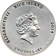 Niue Two Dollars (Elizabeth II - Pearl) 2014 ELIZABETH II NIUE ISLAND TWO DOLLARS coin obverse Niue Two Dollars (Elizabeth II - Pearl) 2014 ELIZABETH II NIUE ISLAND TWO DOLLARS coin obverse