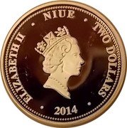 Niue Two Dollars Marvel. Hulk 2014  ELIZABETH II NIUE TWO DOLLARS 2014 coin obverse