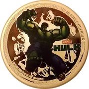 Niue Two Dollars Marvel. Hulk 2014  THE INCREDIBLE AVENGER MARVEL HULK coin reverse