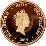 Niue Two Dollars Marvel. Iron Man 2014  ELIZABETH II NIUE TWO DOLLARS 2014 coin obverse