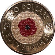 Australia Two Dollars (Remembrance Day - Red Poppy Flower) TWO DOLLARS LEST WE FORGET REMEMBANCE DAY REMEMBRANCE coin reverse Australia Two Dollars (Remembrance Day - Red Poppy Flower) TWO DOLLARS LEST WE FORGET REMEMBANCE DAY REMEMBRANCE coin reverse