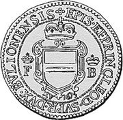 Belgium 1/2 Daler Of 15 Patards (Ferdinand of Bavaria) KM# D53.2 EPIS ET PRINC LEOD SVPR DVX BVLIONENSIS F B XV 1615 coin reverse Belgium 1/2 Daler Of 15 Patards (Ferdinand of Bavaria) KM# D53.2 EPIS ET PRINC LEOD SVPR DVX BVLIONENSIS F B XV 1615 coin reverse