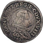 Italy 1/2 Ducato Francesco I d'Este. Modena 1631 FRAN I ...VT REG E C DVX VIII 1631 coin obverse Italy 1/2 Ducato Francesco I d'Este. Modena 1631 FRAN I ...VT REG E C DVX VIII 1631 coin obverse