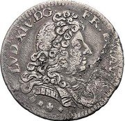 Italy 1/2 Lira (Louis XIV) LVD XIV D G FR E N REX coin obverse Italy 1/2 Lira (Louis XIV) LVD XIV D G FR E N REX coin obverse