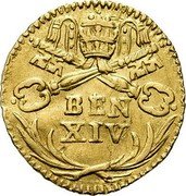 Italy 1/2 Scudo D'oro (Benedetto XIV St. Peter - Head) BEN XIV coin obverse Italy 1/2 Scudo D'oro (Benedetto XIV St. Peter - Head) BEN XIV coin obverse