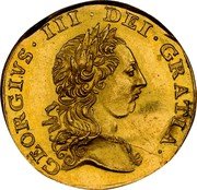 UK 1/4 Guinea (George III) KM# Pn45 GEORGIVS III DEI GRATIA coin obverse UK 1/4 Guinea (George III) KM# Pn45 GEORGIVS III DEI GRATIA coin obverse
