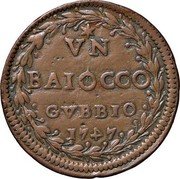 Italy 1 Baiocco Benedict XIV 1748 VN BAIOCCO GVBBIO 1747 coin reverse Italy 1 Baiocco Benedict XIV 1748 VN BAIOCCO GVBBIO 1747 coin reverse
