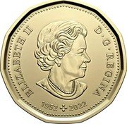 Canada Dollar Baby moose. Transition Obverse 2023  uncirculated finish ELIZABETH II D G REGINA 1952 2022 coin obverse Canada Dollar Baby moose. Transition Obverse 2023  uncirculated finish ELIZABETH II D G REGINA 1952 2022 coin obverse