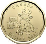 Canada Dollar Baby moose. Transition Obverse 2023  uncirculated finish CANADA DOLLAR 2023 coin reverse Canada Dollar Baby moose. Transition Obverse 2023  uncirculated finish CANADA DOLLAR 2023 coin reverse