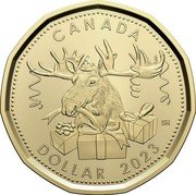 Canada Dollar Moose. Happy Birthday 2023. Transition Obverse 2023  Brilliant Uncirculated CANADA DOLLAR 2023 coin reverse Canada Dollar Moose. Happy Birthday 2023. Transition Obverse 2023  Brilliant Uncirculated CANADA DOLLAR 2023 coin reverse