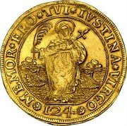 Italy 1 Ducatone (Pietro Grimani Off-Metal Strike) MEMOR ERO TVI IVSTINA VIRGO 124 coin reverse Italy 1 Ducatone (Pietro Grimani Off-Metal Strike) MEMOR ERO TVI IVSTINA VIRGO 124 coin reverse