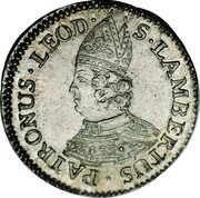 Belgium 1 Escalin Sede Vacante. St. Lambert 1784  KM# 175 PATRONUS LEOD S LAMBERTUS coin obverse Belgium 1 Escalin Sede Vacante. St. Lambert 1784  KM# 175 PATRONUS LEOD S LAMBERTUS coin obverse