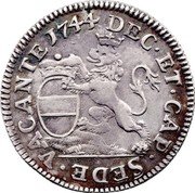 Belgium 1 Escalin (Sede Vacante. St. Lambert) KM# 140.3 DEC ET CAP SEDE VACANTE 1744 coin reverse