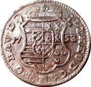 Belgium 1 Escalin (Jean-Theodore of Bavaria) KM# 165 I THEOD CAR D G BAV D 17 53 coin obverse Belgium 1 Escalin (Jean-Theodore of Bavaria) KM# 165 I THEOD CAR D G BAV D 17 53 coin obverse
