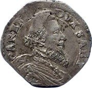 Italy 1 Fiorino (Carlo Emanuele I 2nd Type) CAR EM D G DUX SAB P P coin obverse Italy 1 Fiorino (Carlo Emanuele I 2nd Type) CAR EM D G DUX SAB P P coin obverse