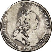 Italy 1 Francescone, (Francesco I) FRANC III D G... AR ET M ETR D REX HIER coin obverse Italy 1 Francescone, (Francesco I) FRANC III D G... AR ET M ETR D REX HIER coin obverse