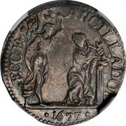 Italy 1 Giulio (Cosimo III) ECCE ANCILLA DO 1677 coin reverse Italy 1 Giulio (Cosimo III) ECCE ANCILLA DO 1677 coin reverse