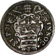 Italy 1 Grosso Innocent XI. Polygonal cartouche 1685  INNOC XI P M coin obverse Italy 1 Grosso Innocent XI. Polygonal cartouche 1685  INNOC XI P M coin obverse