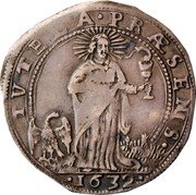 Italy 1 Lira (Francesco I) TVTELA PRÆSENS 1632 coin reverse Italy 1 Lira (Francesco I) TVTELA PRÆSENS 1632 coin reverse
