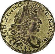 Italy 1 Lira (Louis XIV) LVD XIV D G FR E NAV R coin obverse