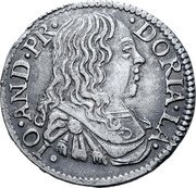 Italy 1 Luigino (Giovanni Andrea III Doria) IO AND PR DORIA LA coin obverse Italy 1 Luigino (Giovanni Andrea III Doria) IO AND PR DORIA LA coin obverse