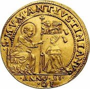 Italy 1 Osella (A Lion With a Sword) X# 182 ANNO II DP S M V M ANT IVSTINIANVS coin obverse