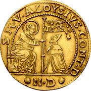 Italy 1 Osella Alvise Contarini 1682 ND VII X# 176 S M V ALOYSIVS CONT D N D coin obverse Italy 1 Osella Alvise Contarini 1682 ND VII X# 176 S M V ALOYSIVS CONT D N D coin obverse