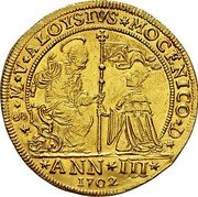 Italy 1 Osella Alvise Mocenigo II 1702  III X# 210 S M V ALOYSIVS MOCENICO D ANN III 1702 coin obverse