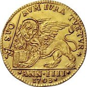 Italy 1 Osella Alvise Mocenigo II 1703 PM IIII X# 212 SVO RVM IVRA TVETVR ANN IIII 1703 coin reverse