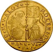 Italy 1 Osella Alvise Mocenigo III 1727 PQ VI X# 254 S M V ALOY MOCENI D ANN VI P Q coin obverse