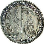 Italy 1 Osella Alvise Mocenigo III 1725 PAT IV X# 251 S M V ALOYSIVS MOCENICO D AN IV P A T coin obverse