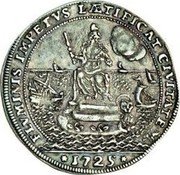 Italy 1 Osella Alvise Mocenigo III 1725 PAT IV X# 251 FLVMINIS IMPETVS LÆTIFICAT CIVITATEM 1725 coin reverse