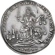 Italy 1 Osella (Alvise Mocenigo III) X# 249 MELIOR EST SAPIENTIA QVAM VIRES 1724 coin reverse Italy 1 Osella (Alvise Mocenigo III) X# 249 MELIOR EST SAPIENTIA QVAM VIRES 1724 coin reverse