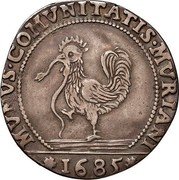 Italy 1 Osella (Cock) X# 13 1685 MVNVS COMVNITATIS MVRIANI coin obverse