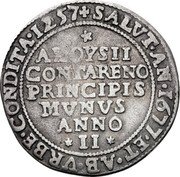 Italy 1 Osella (Founding of Venice) ALOYSII CONTARENO PRINCIPIS MVNVS ANNO II SALVT AN 1677 ET AB VRBE CONDITA 1257 coin reverse Italy 1 Osella (Founding of Venice) ALOYSII CONTARENO PRINCIPIS MVNVS ANNO II SALVT AN 1677 ET AB VRBE CONDITA 1257 coin reverse