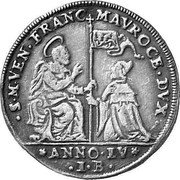 Italy 1 Osella (Francesco Morosini) X# 193 ANNO IV IB S M VEN FRAN MAVROCE DVX coin obverse Italy 1 Osella (Francesco Morosini) X# 193 ANNO IV IB S M VEN FRAN MAVROCE DVX coin obverse