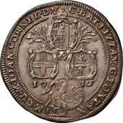 Italy 1 Osella (Giovanni Corner II) X# 28 G BAT PIZZAM G FONTAN M CV M IOAN CORNEL D V 17 10 coin obverse