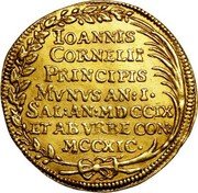 Italy 1 Osella Giovanni Corner II 1709  MDCCIX X# 223 IOANNIS CORNELII PRINCIPIS MVNVS AN I SAL AN MDCCIX ET AB VRBE CON MCCXIC coin reverse