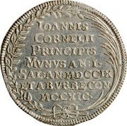 Italy 1 Osella (Giovanni Corner II) X# 224 IOANNIS CORNELII PRINCIPIS MVNVS AN I SAL AN MDCCIX ET AB VRBE DON MCCXIC coin reverse
