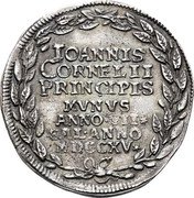 Italy 1 Osella (Giovanni Corner II) X# 234 IOANNIS CORNELII PRINCIPIS MVNVS ANNO VII SAL ANNO MDCCXV coin reverse Italy 1 Osella (Giovanni Corner II) X# 234 IOANNIS CORNELII PRINCIPIS MVNVS ANNO VII SAL ANNO MDCCXV coin reverse