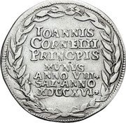 Italy 1 Osella (Giovanni Corner II) X# 236 IOANNIS CORNELII PRINCIPIS MVNVS ANNO VIII SAL ANNO MDCCXVI coin reverse Italy 1 Osella (Giovanni Corner II) X# 236 IOANNIS CORNELII PRINCIPIS MVNVS ANNO VIII SAL ANNO MDCCXVI coin reverse